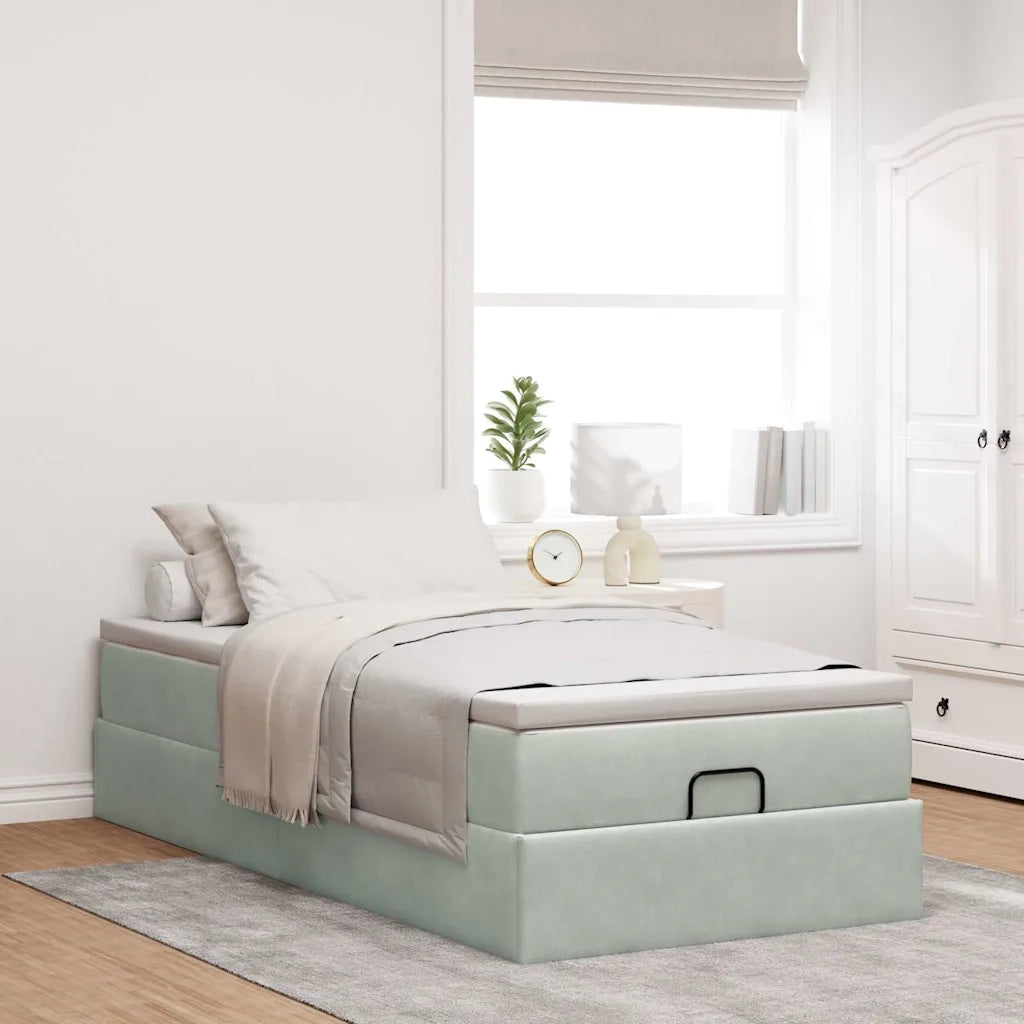 Struttura Letto Pouf con Materasso 100x200 cm Velluto
