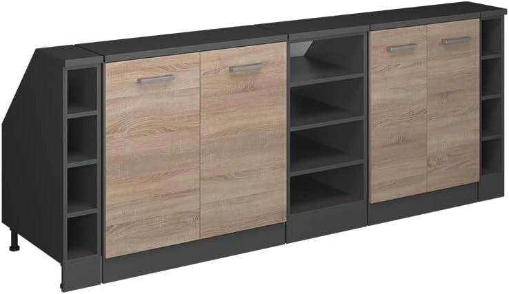Set di mobili sottotetto Rion, Sonoma, 210 cm Set di 5 carcasse armadio profondità 60 cm, adatto per il salvaspazio sotto tetti spioventi