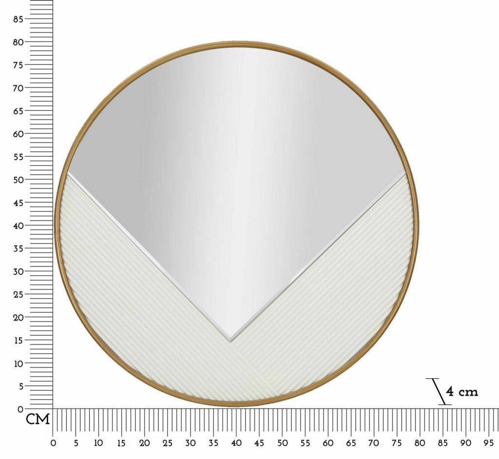 Specchio Santelia, Specchiera, Articolo d'arredo a muro, Decorazione con specchio, 80x4 h80 cm, Bianco e Oro