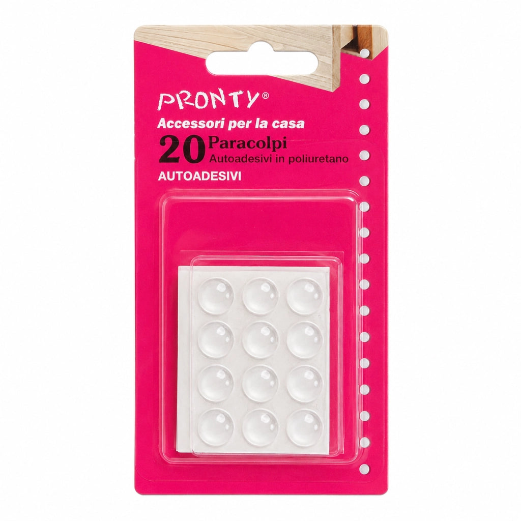 Gocce paracolpi adesive pronty in silicone trasparente 10 mm