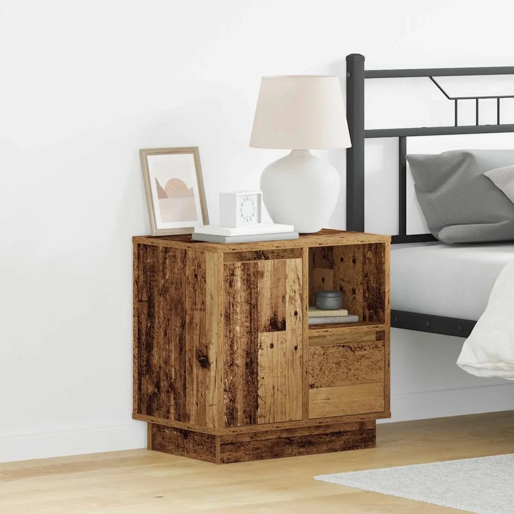 Comodino | Armadio da Notte | Mobiletto da notte con cassetto Legno vecchio 50 x 34,5 x 50 cm.