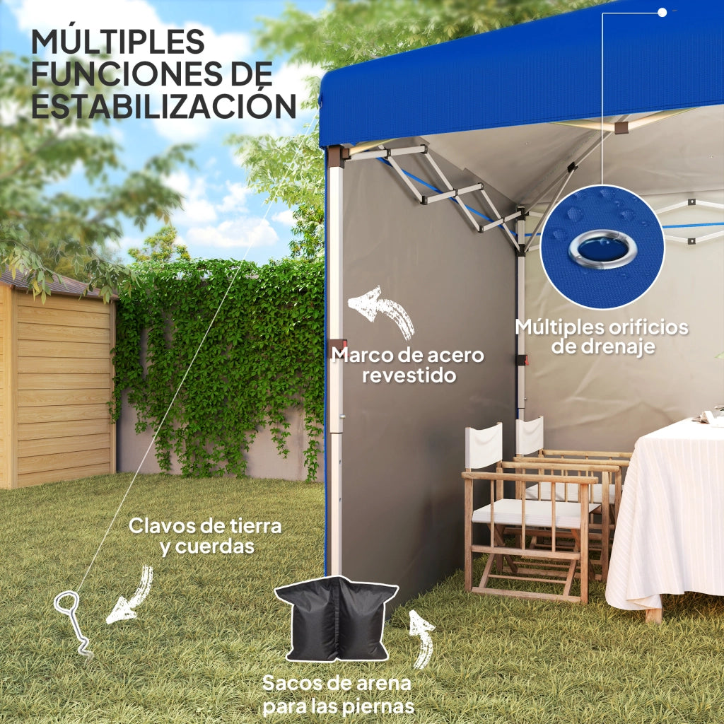 Carpa Plegable Pop-up 3x3 m con Pareti Laterali Anti-UV ¨C zephmum ¨C Blu