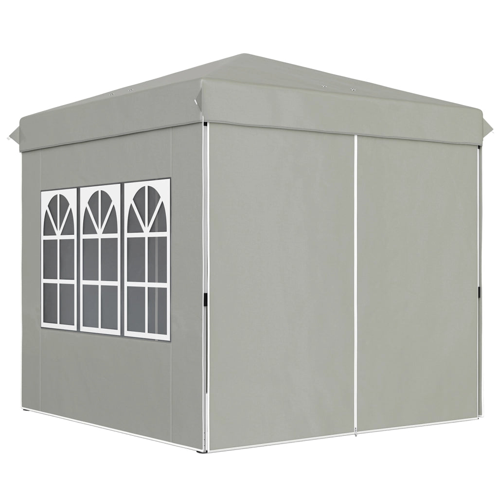 Gazebo pieghevole 2.5x2.5m ¨C zephmum ¨C Grigio chiaro con pareti e borsa