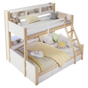 LETTO A CASTELLO 90x200 cm+140x200 cm in pino bianco/naturale