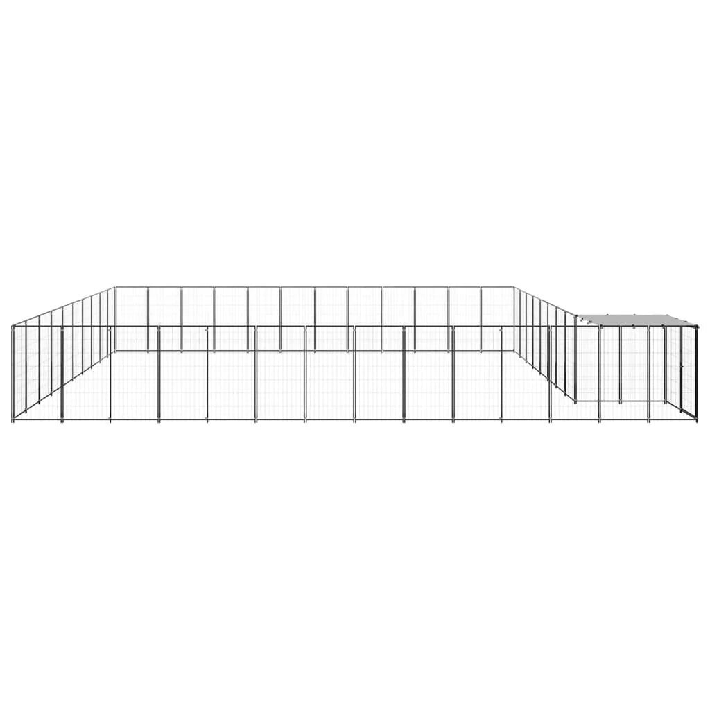 Recinto per animali da esterno per cani 37,51 m² acciaio nero 02_0000529