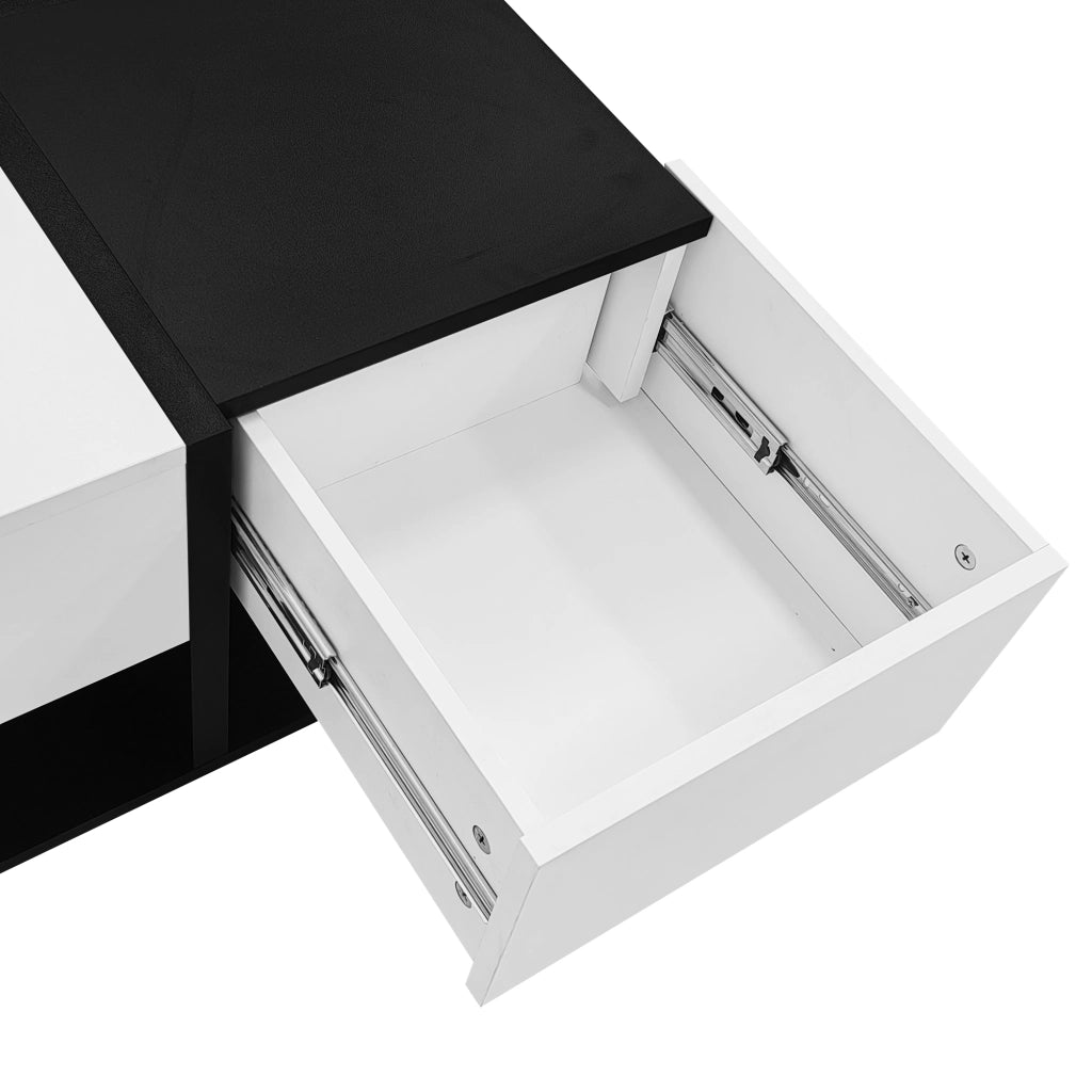 TAVOLINO DA CAFFÈ Quadrato 70 x 70 x 35,5 cm Bianco e Nero con 2 cassetti
