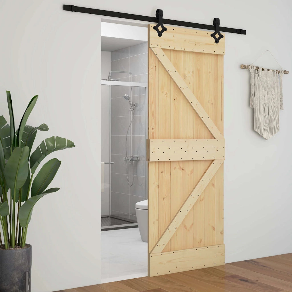 Porta scorrevole Naturale e Nero 80 x 210 cm 3444852