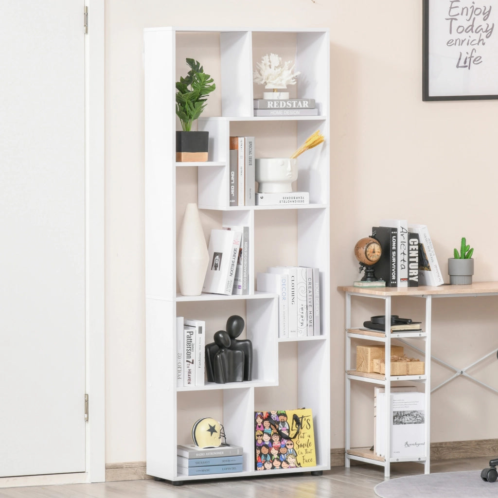 Libreria design zig zag moderno ¨C zephmum ¨C bianco truciolato 70x24x178