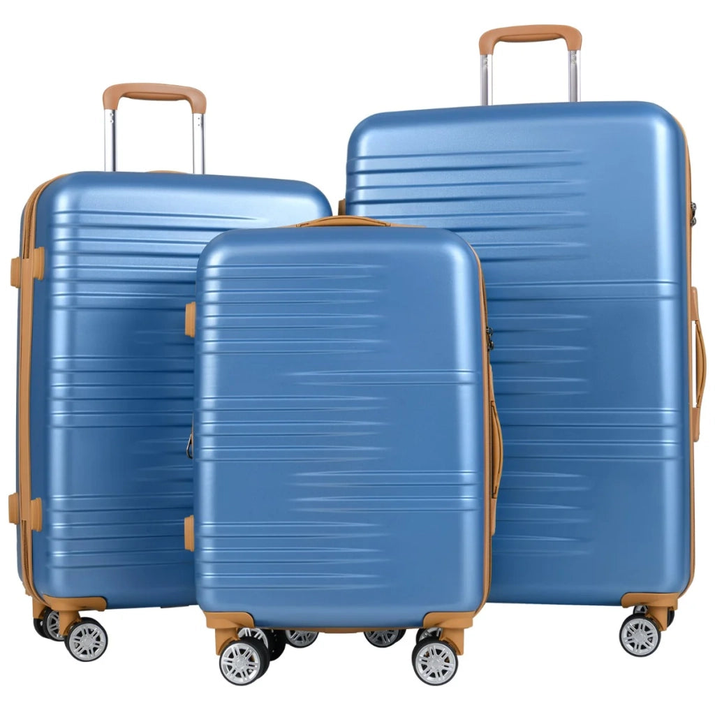 Set di 3 valigie rigide: 40 x 23 x 58 cm 46 x 28 x 68 cm 51 x 32 x 78 cm leggere e impermeabili design moderno ABS blu 20_0017951