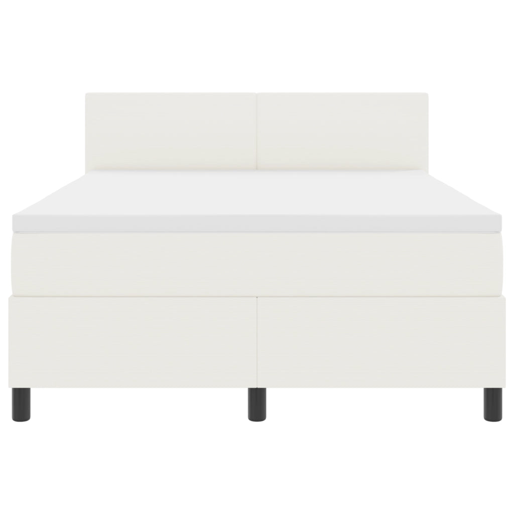 Letto Box Spring con Materasso & Luce LED Crema 140x200 cm Tessuto Corduroy