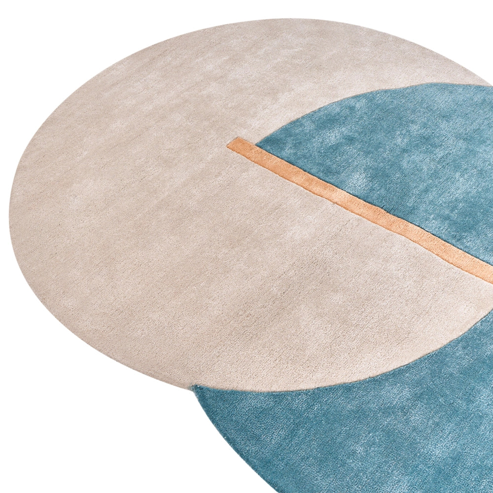 Tappeto beige e blu in viscosa e lana forma irregolare 160 x 230 cm stile moderno glamour