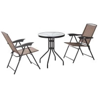 Tavolino con 2 Sedie Set Mobili 3pz Pieghevole Regolabile Esterno Textilene Marrone