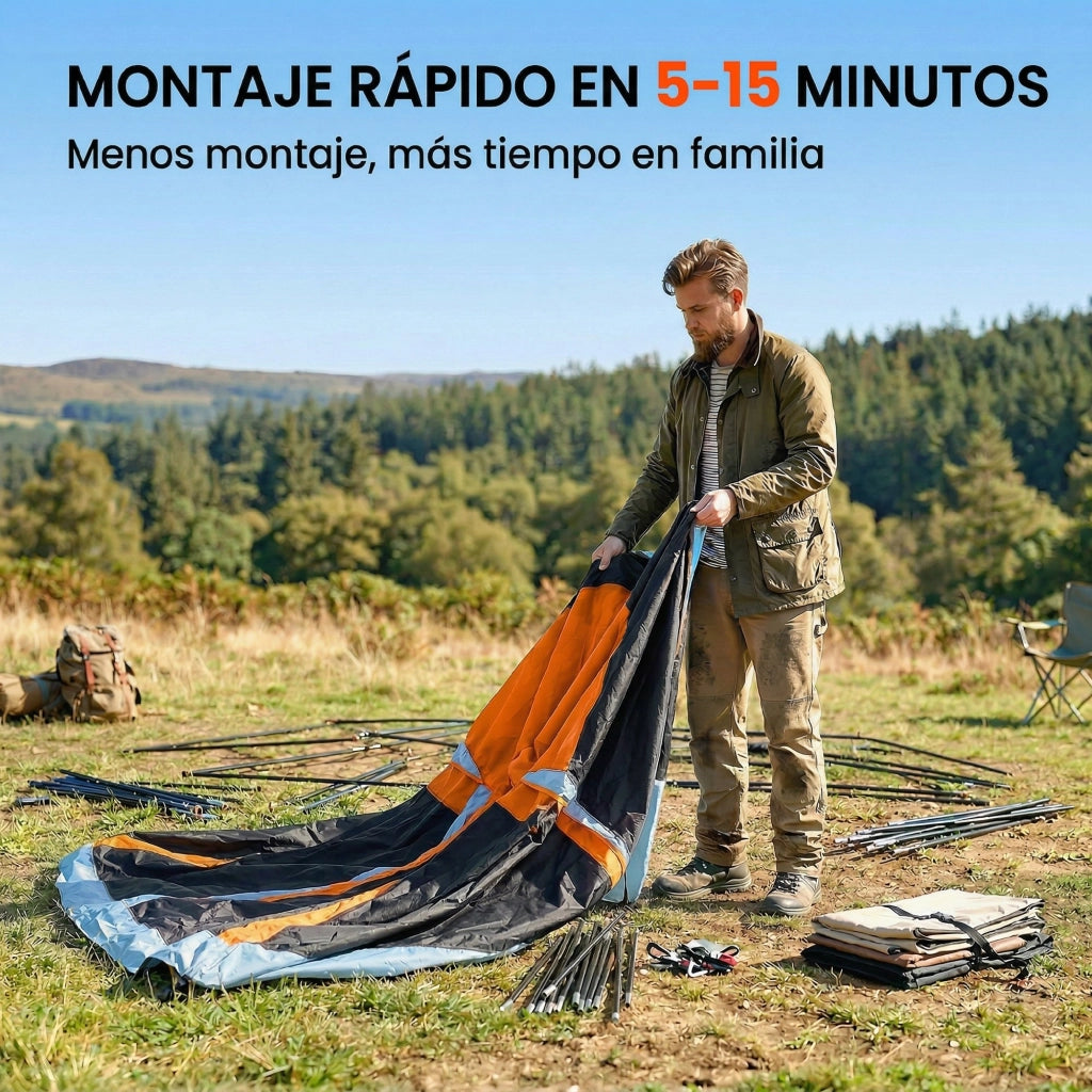Tenda da campeggio 4 persone 2 stanze ¨C zephmum ¨C impermeabile facile montaggio