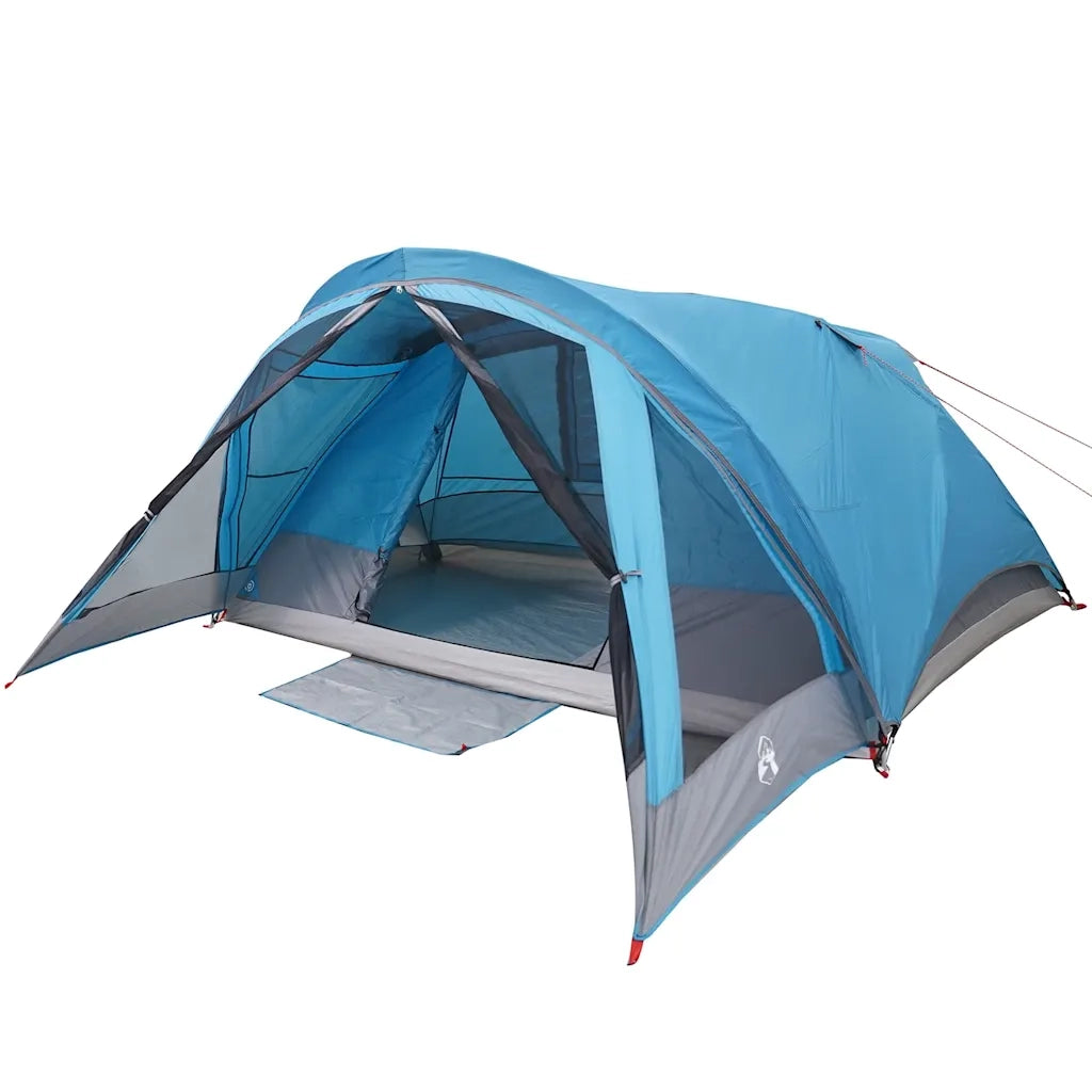 Tenda da Campeggio a Cabina per 4 Persone-Tenda per Escursionismo Blu Impermeabile 538048