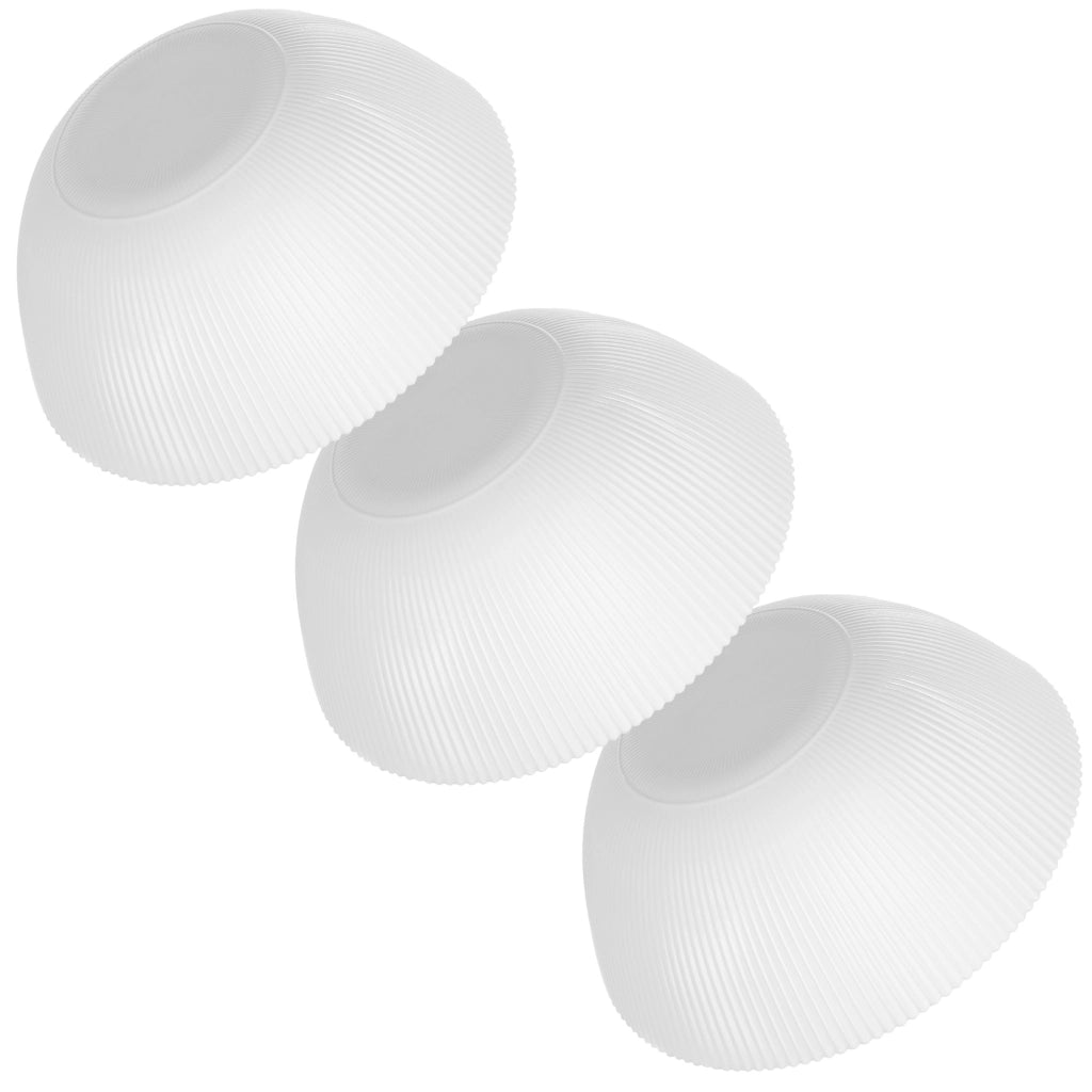 Set di 3 ciotole da insalata KADAX in vetro da 20 cm per zuppe e snack, bianche, scanalate.