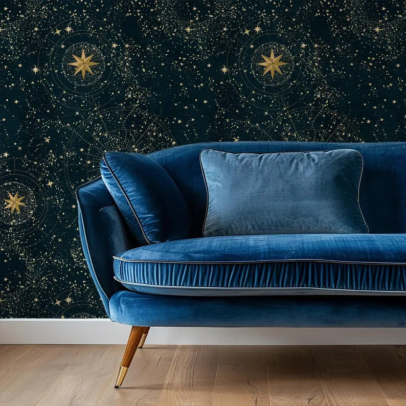 Carta da parati blu cielo stellato 200x280cm 5 mq
