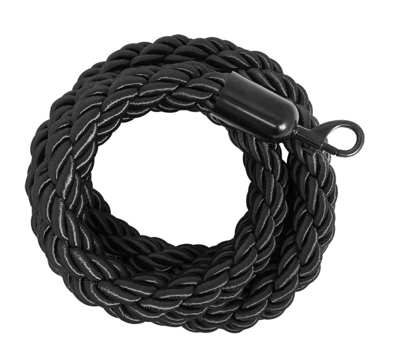 Cordone intrecciato 2mt con moschettoni nero vari colori - nero