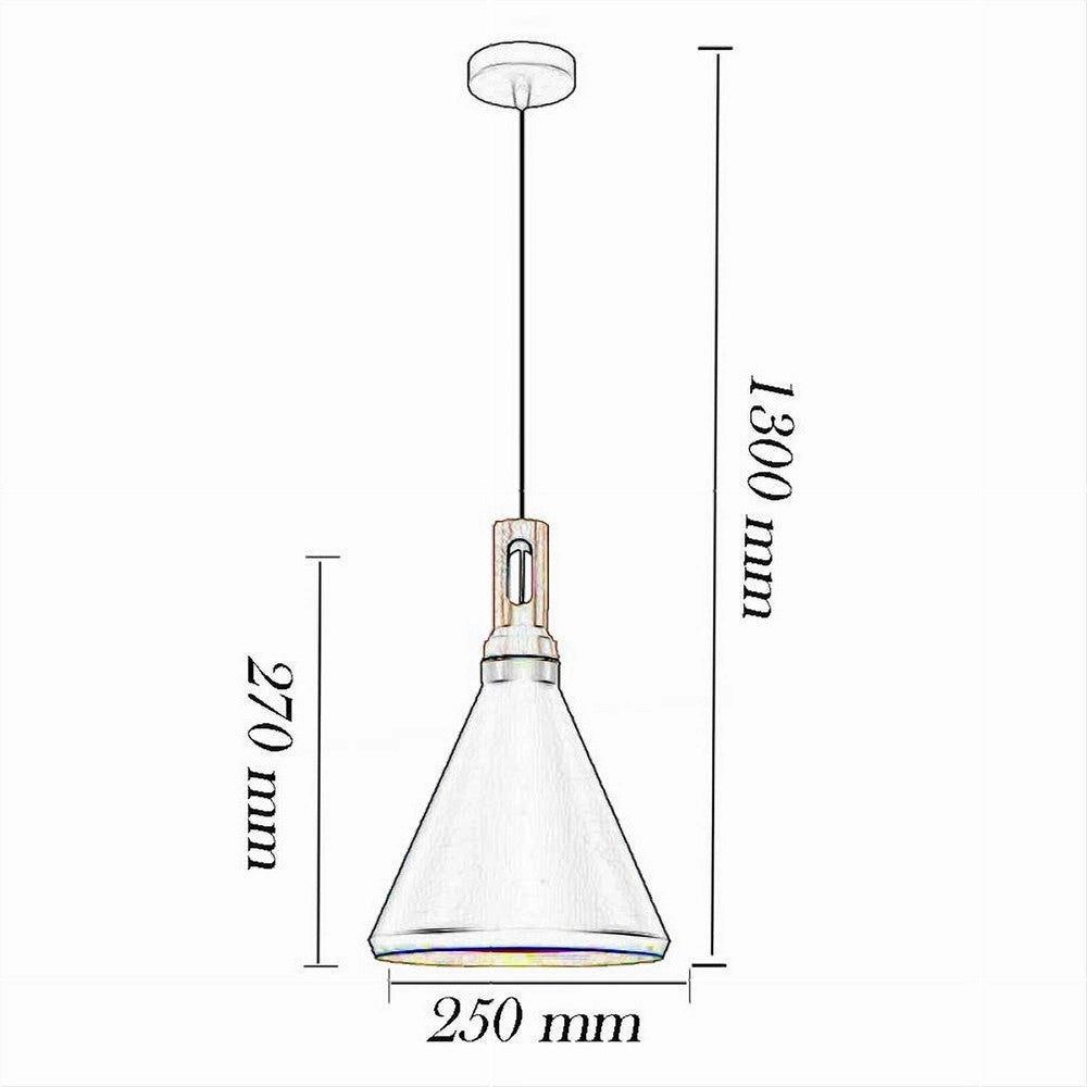 Trade Shop - Lampadario A Sospensione Stile Industriale In Metallo Pendente A Cono E27 A94 - Bianco