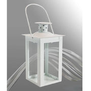 Trade Shop - Porta Candela Lanterna Bianca Vetro Metallo Bomboniera Matrimonio Camino 87360 -