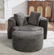 Poltrona compressa con pouf in tessuto grigio scuro