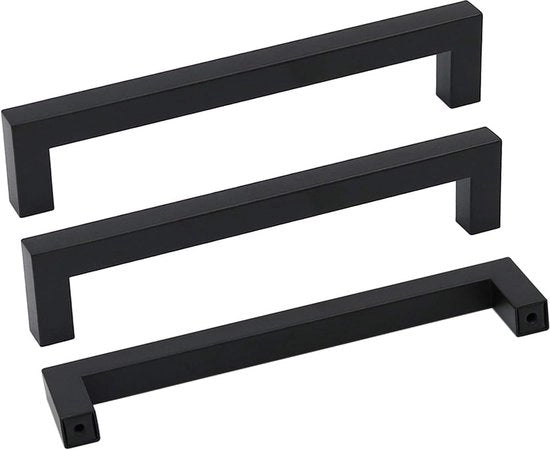 Maniglie per cucina, maniglie di cassetto, nero, maniglie di mobili, acciaio inossidabile, maniglie di carrello, distanza di apertura 160 mm, maniglie per cucina, 15 pezzi