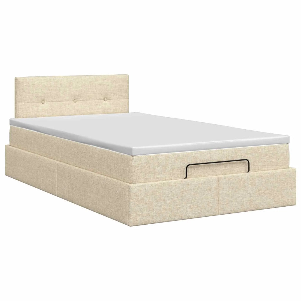 Letto ottomano con materasso Crema 120 x 200 cm Tessuto 3457485