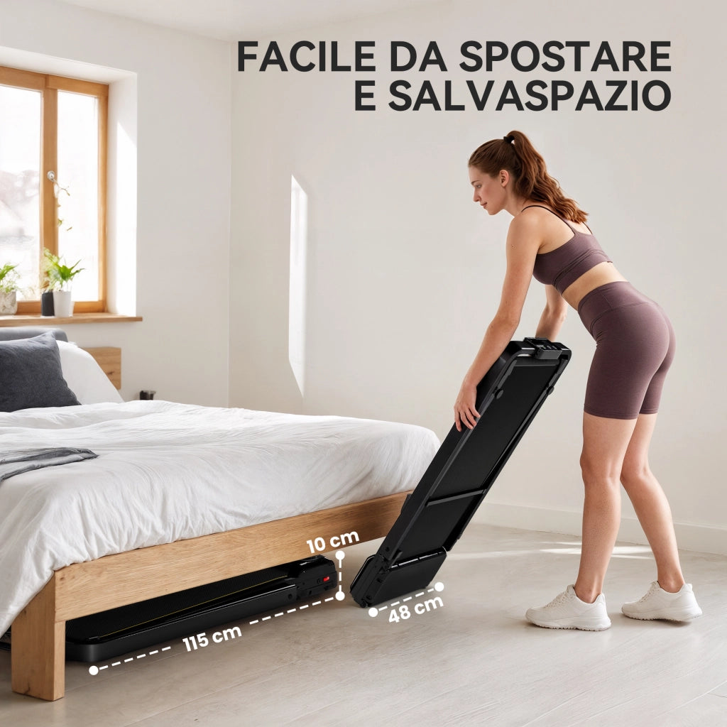 Tapis Roulant Pieghevole con Inclinazione Regolabile Velocità 1-10 km/h Display LED Telaio in Acciaio Nero