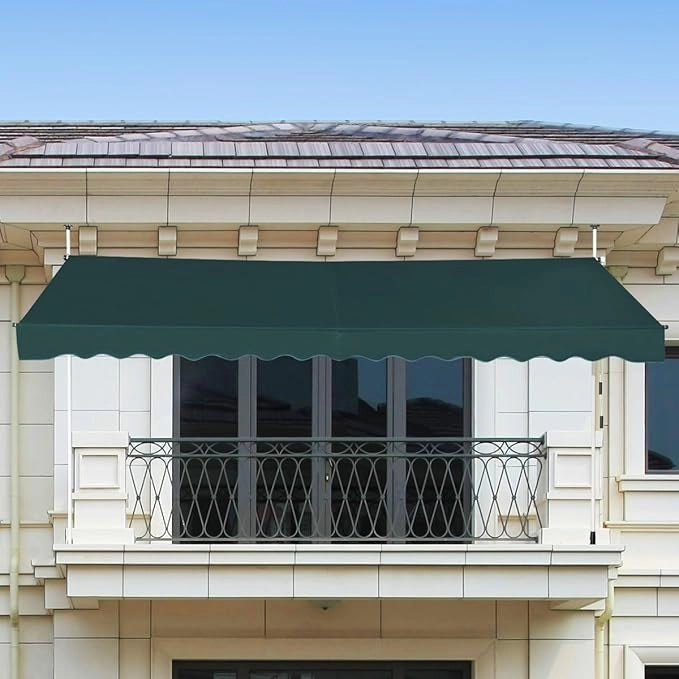 Tenda da Sole per Esterno, Tenda da Sole a Morsetto per Balcone con Struttura Telescopica e Tessuto Resistene ai Raggi Solari, Regolabile in Altezza e in Angolazione (350 cm,Verde)