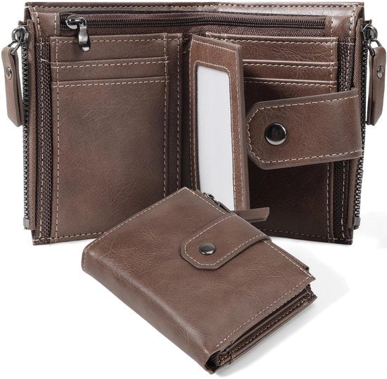 Portafoglio uomo con due tasche, blocca le carte di credito con tecnologia RFID, anti furto, ideale per viaggiare