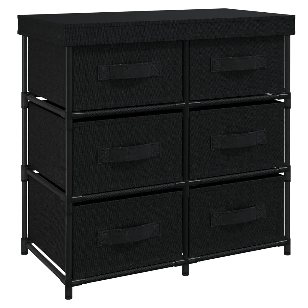 Mobile contenitore moderno con 6 cassetti 55 x 29 x 55 cm spazio organizzato design semplice in acciaio nero 02_0046936