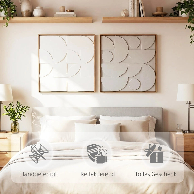 Decorazione murale 3D, set da 2, geometrica, moderna, ideale per soggiorno e corridoio, 80 x 3,5 x 80 cm, bianca.