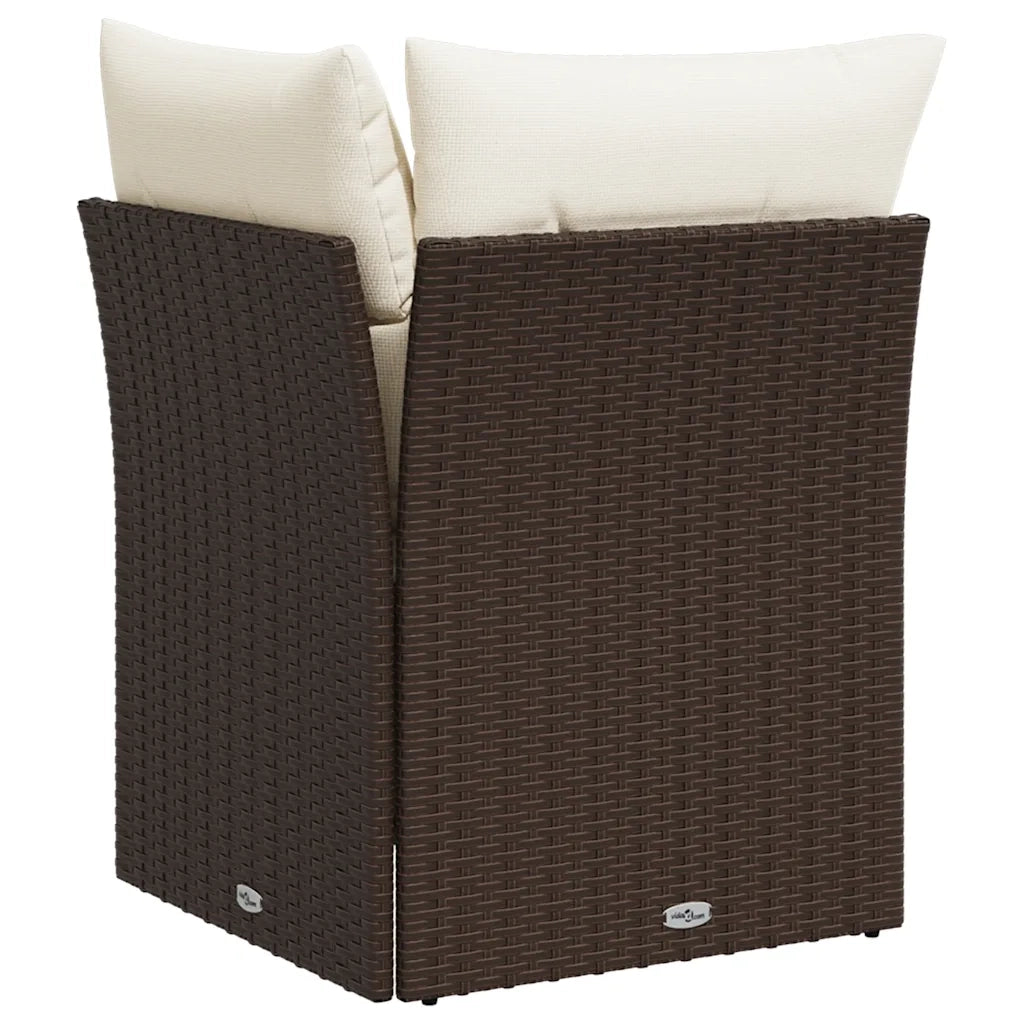Divano Angolare da Giardino con Cuscini-Sofa da Giardino-Divanetto da esterno in Polyrattan Marrone 329308