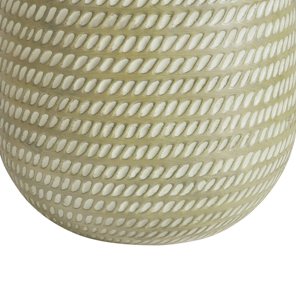 Vaso rotondo per piante in fibra di argilla con motivo in rilievo verde ⌀ 39 cm giardino terrazzo