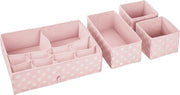Organizzatore per l'armadio, per l'organizzazione di lattine, con 13 contenitori, organizzatore per abbigliamento, cosmetici, asciugamani, lenzuola e creme, set di 4, rosa/bianco