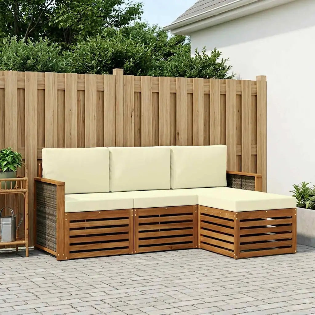 Set di divani da esterno con cuscino 4 pcs Naturale e Crema 3384196