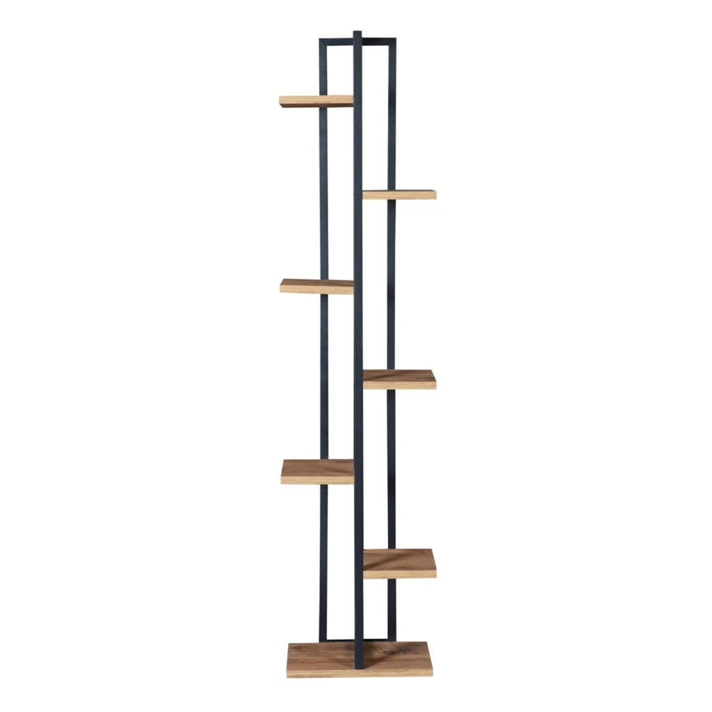 Portavasi a 6 ripiani 150 x 34 x 21 cm effetto noce/nero 03_0007694