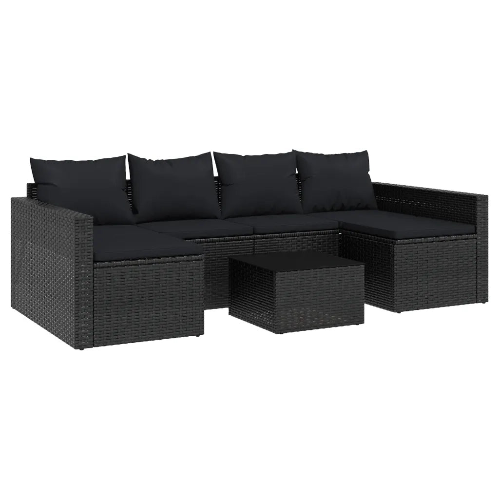 Set da Giardino 2 pz | Set Salotto da Giardino con Cuscini Nero in Polyrattan