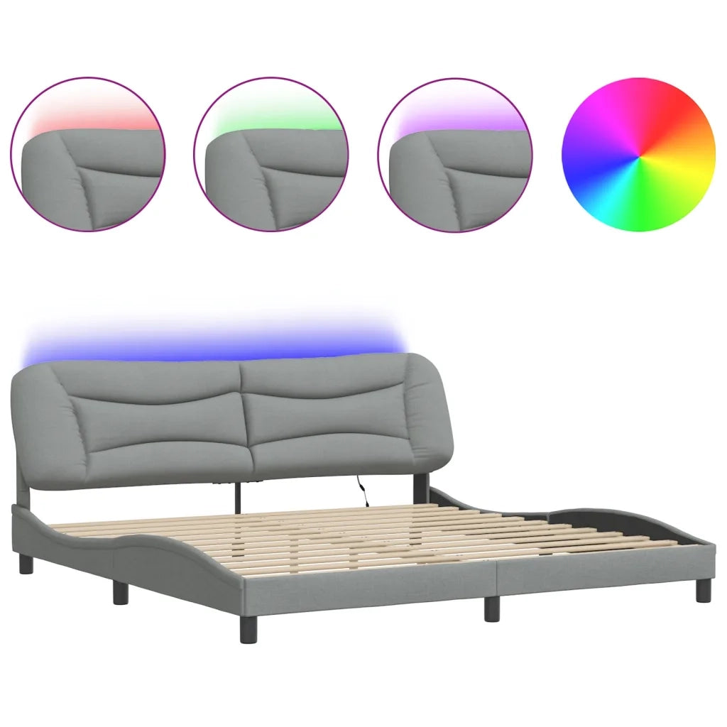 Giroletto con LED senza Materasso Hvar 200x200 cm Tessuto 3213725