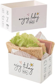 Contenitori di Carta per Portata da Asporto - Dozina di Panini - Pratico e Sostenibile - 50 pezzi - Per Ristoranti e Picnic - Bianco - Sicuri per l'Alimentazione