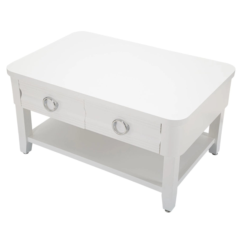 Tavolino VKH516, Bianco, Legno, 90x60x47 cm