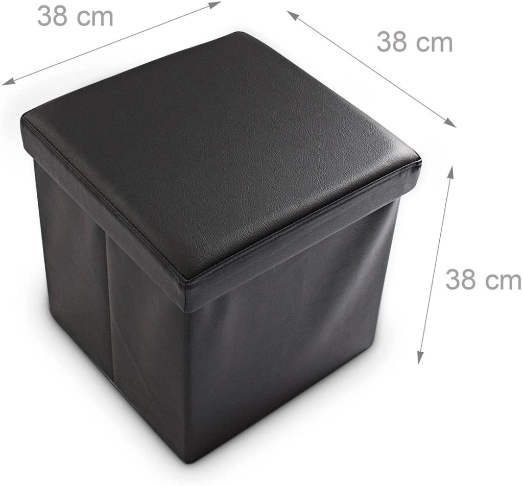 Pouf/sgabello pieghevole contenitore stabile materiale sintetico 38 cm nero 13_0002806_3