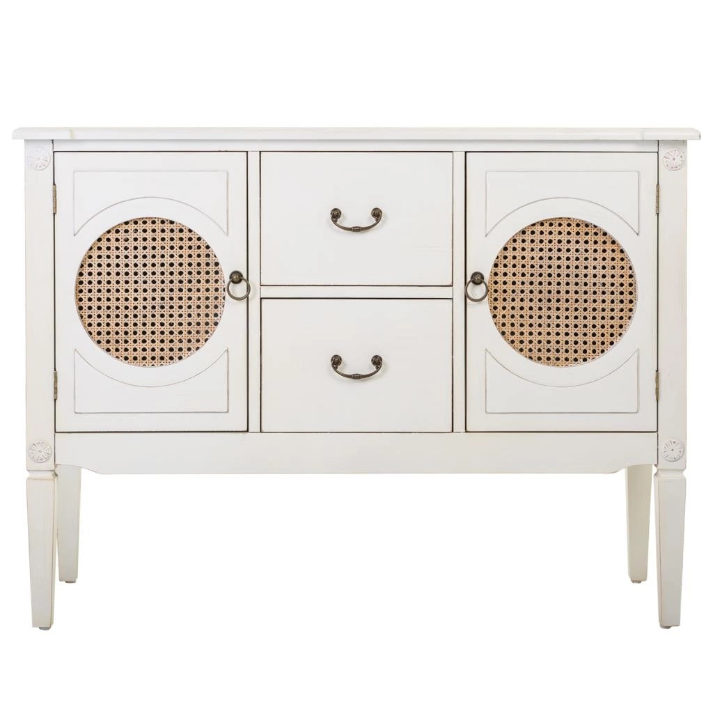 Mobile da ingresso in legno con griglie bianche 106x40x78h