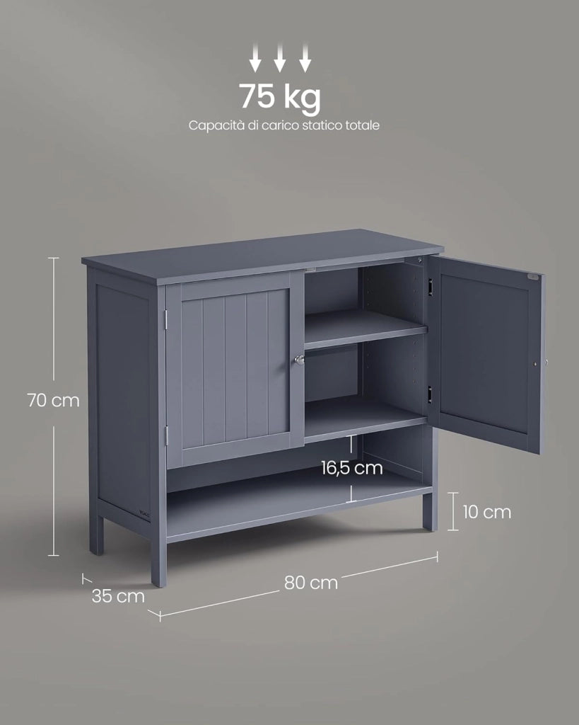 VASAGLE Mobiletto Porta Scarpe, Scarpiera a 3 Livelli, Organizzatore per Calzature, Armadio Country Moderno, con Ripiano Regolabile in Altezza, 35 x 80 x 70 cm, Ingresso, Grigio Ardesia LBC044G01