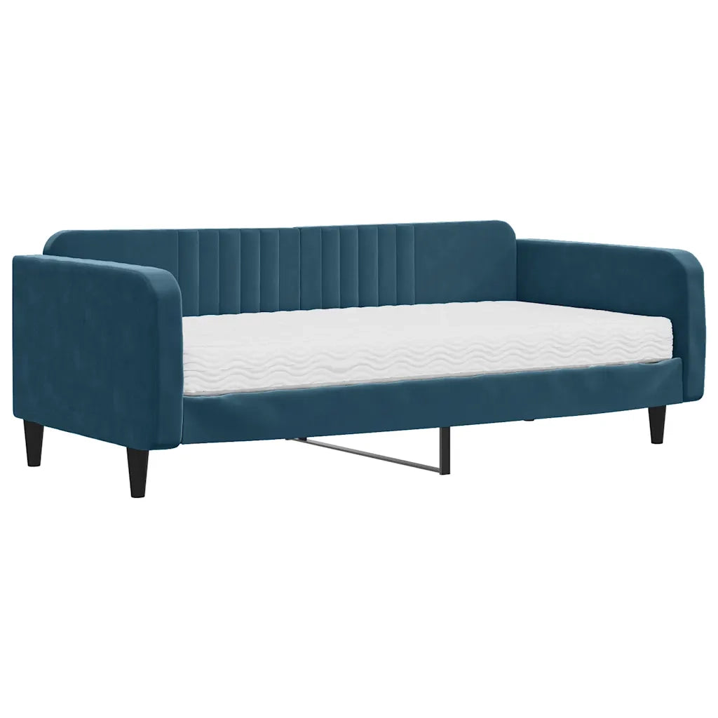 Divano letto | Sof¨¤ letto | Letto singolo con Materasso Blu 100x200 cm in Velluto