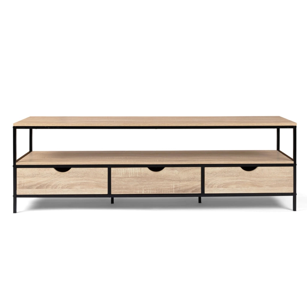 IDMarket - Porta TV DETROIT da 160 cm con 3 cassetti dal design industriale