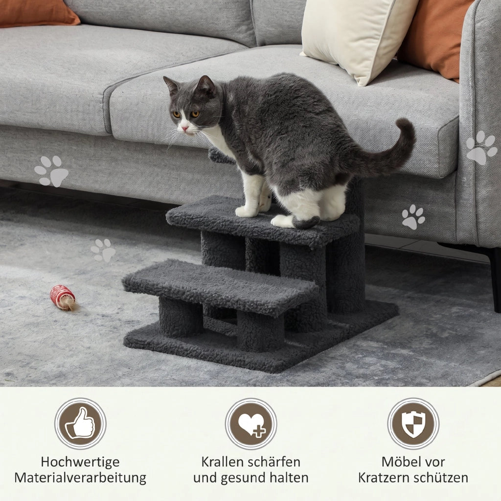 Scaletta per gatti a 3 gradini, 45 x 35 x 34 cm, grigio scuro