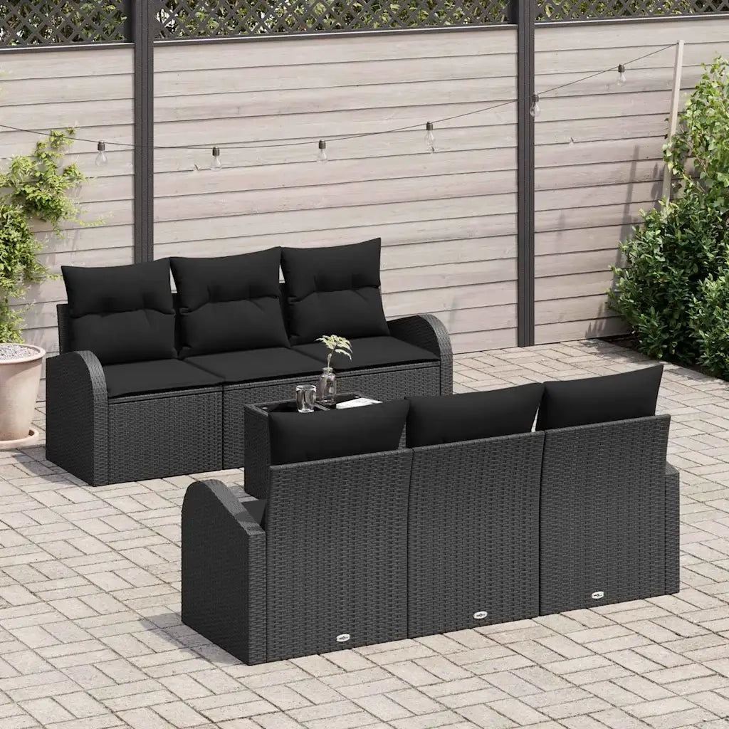 Set Divano da Giardino Nero 55 x 55 x 37 cm polyrattan