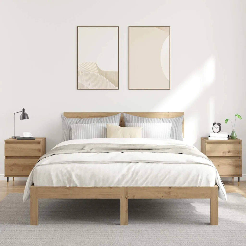 Comodini 2pz Rovere Artigianale 40x35x50 cm Legno Multistrato 857399