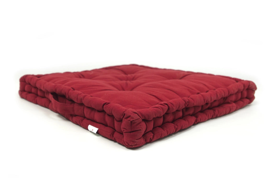 Cuscino Pavimento In Cotone Tinta Unita Ideale Per Divani Pallet Bancale 60x60 - 60x60 - Bordeaux