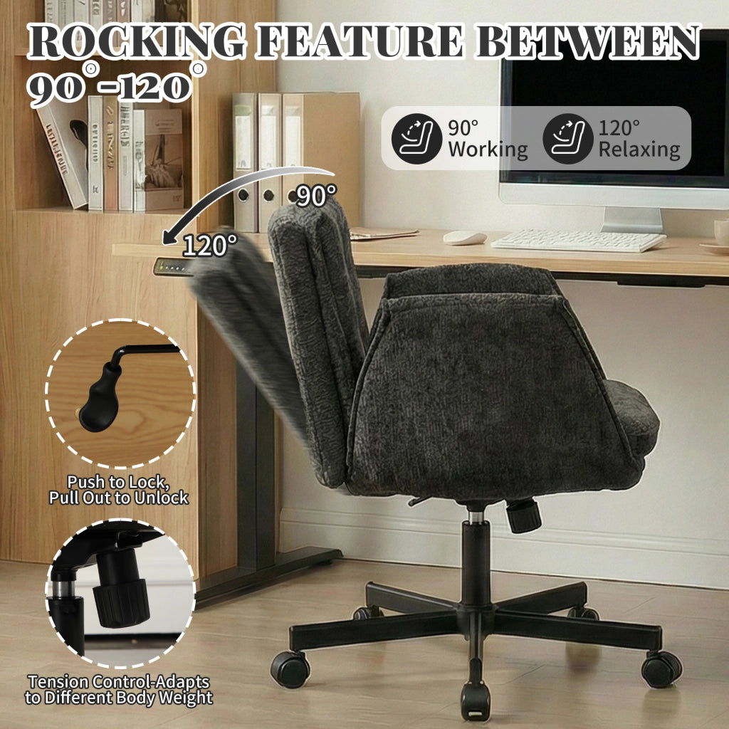 Sedia da ufficio girevole regolabile in altezza con braccioli pieghevoli ¨C Minimal ¨C nero